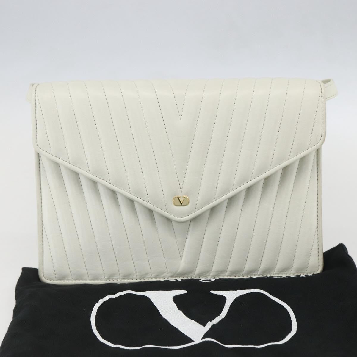 Valentino Garavani Vintage shoulder bag Leather, WHITE, LEATHER, Shoulder bag