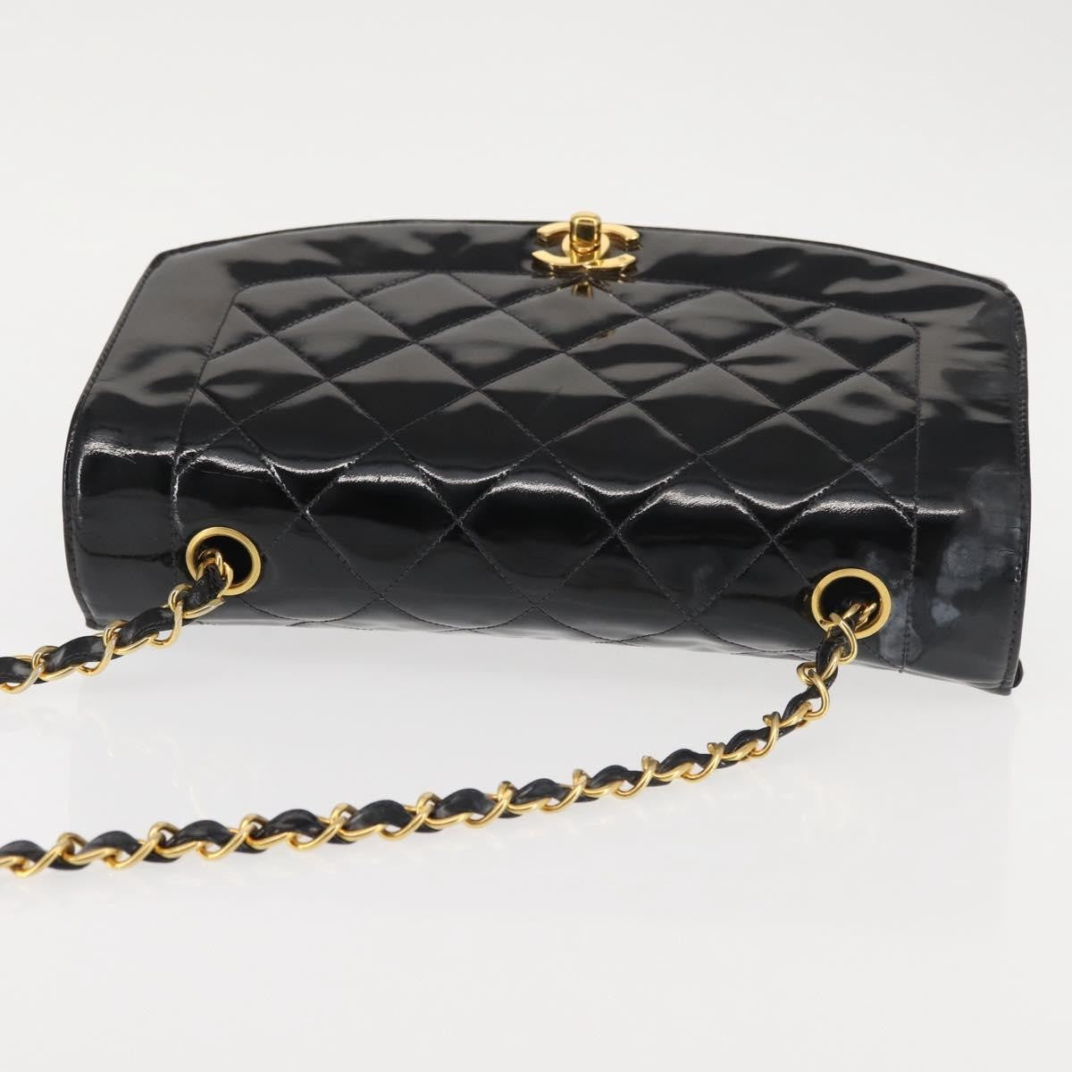 Chanel Vintage Diana Flap Bag Quilted Patent, BLACK, PATENT_LEATHER, Shoulder bag