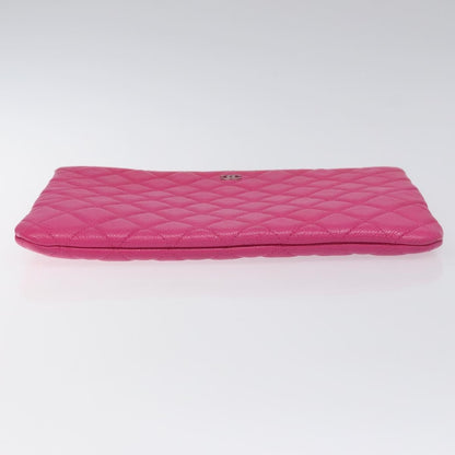 Chanel O Case Clutch Quilted Caviar, PINK, LEATHER, Clutche & pouche