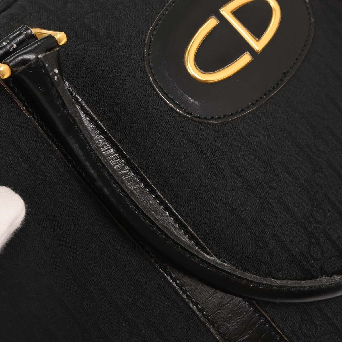 Christian Dior Vintage CD Trotter Handbag Canvas, BLACK, CANVAS, Handbag