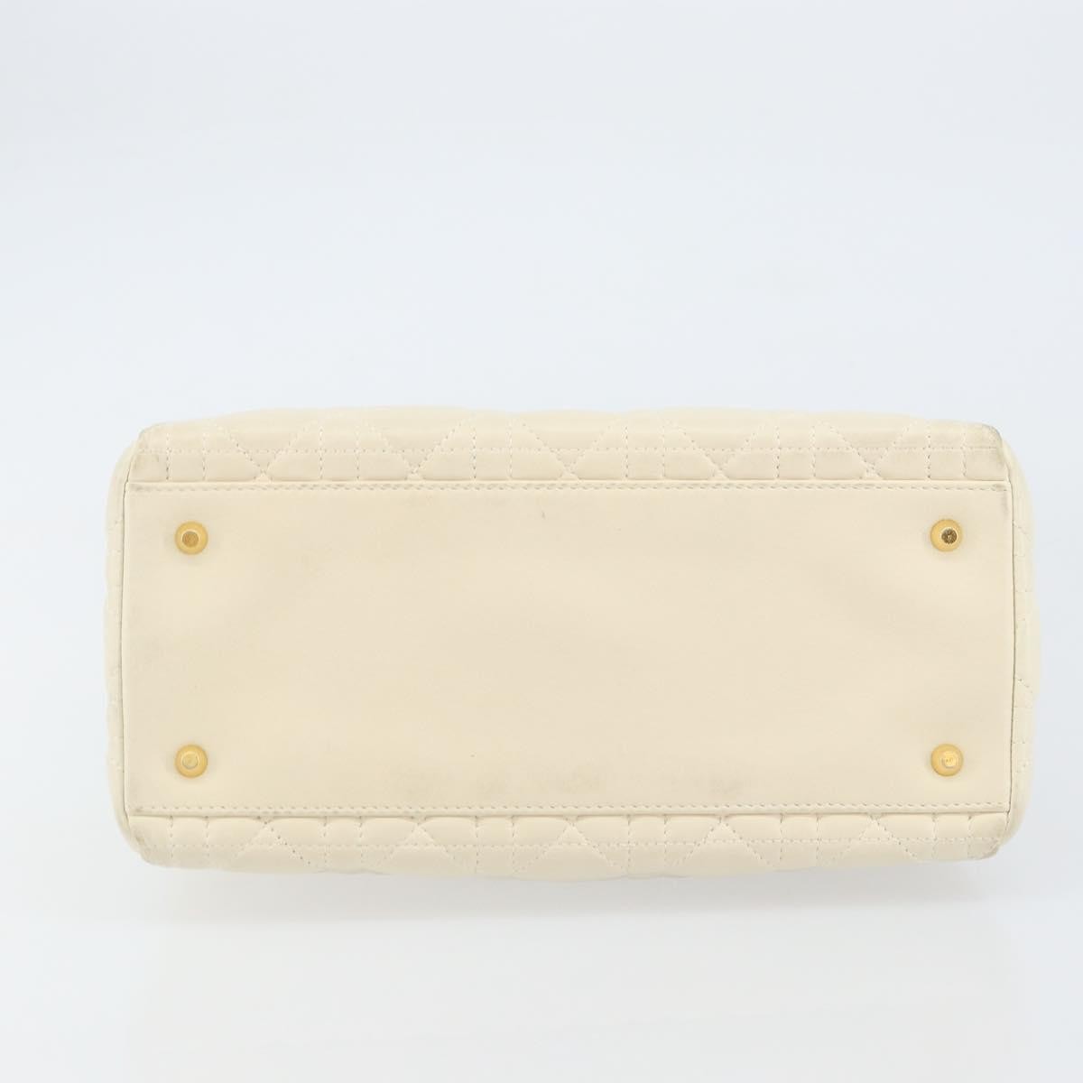 Christian Dior Vintage Lady Dior Bag Cannage Quilt Lambskin, WHITE, LEATHER, Handbag