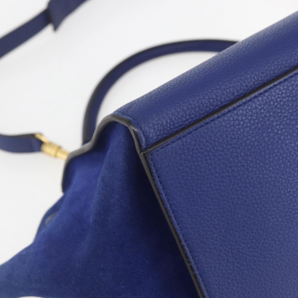 Celine Trapeze Bag Leather with Suede, BLUE, LEATHER, Handbag