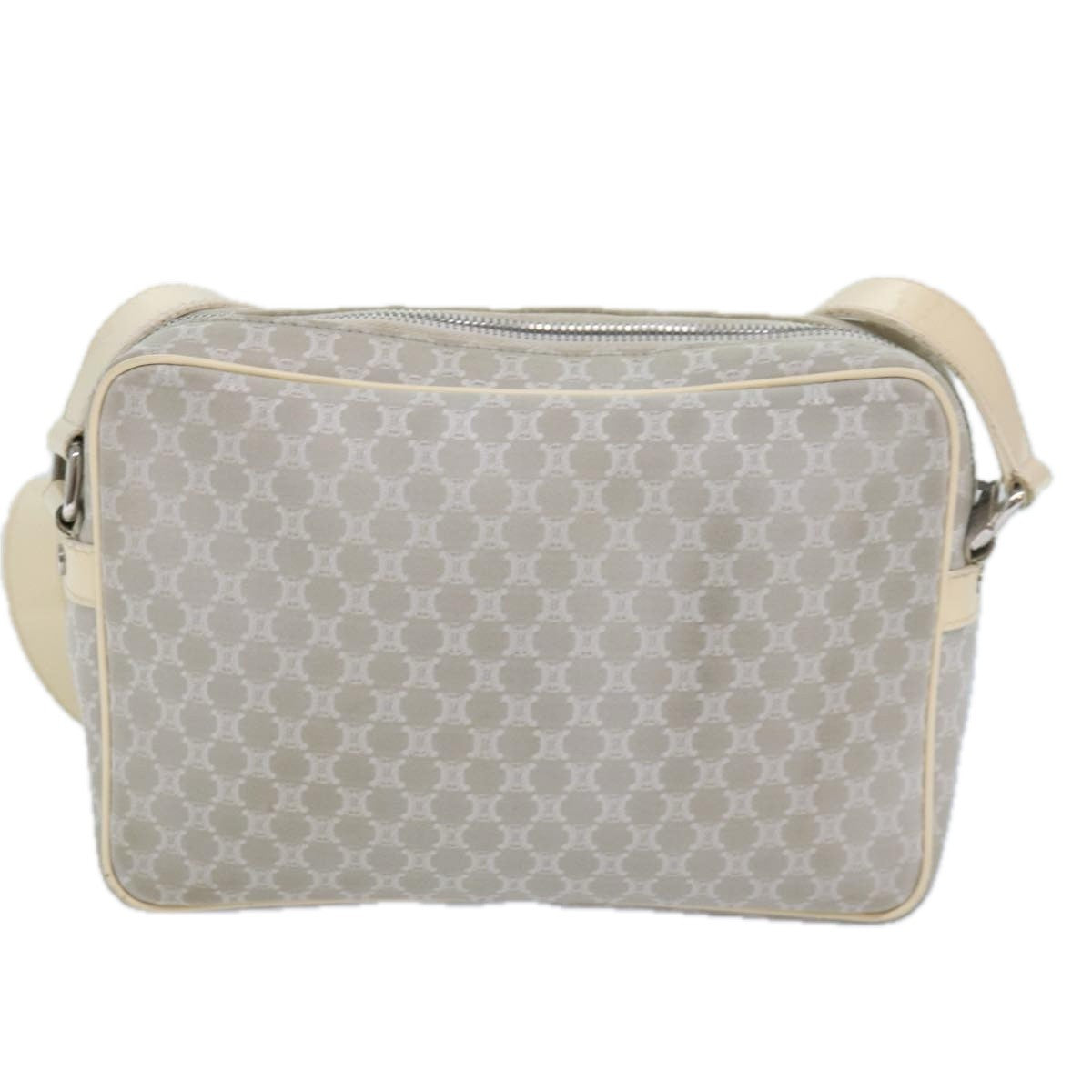 Celine Vintage Macadam Shoulder Bag Canvas and Leather, GRAY, CANVAS, Shoulder bag