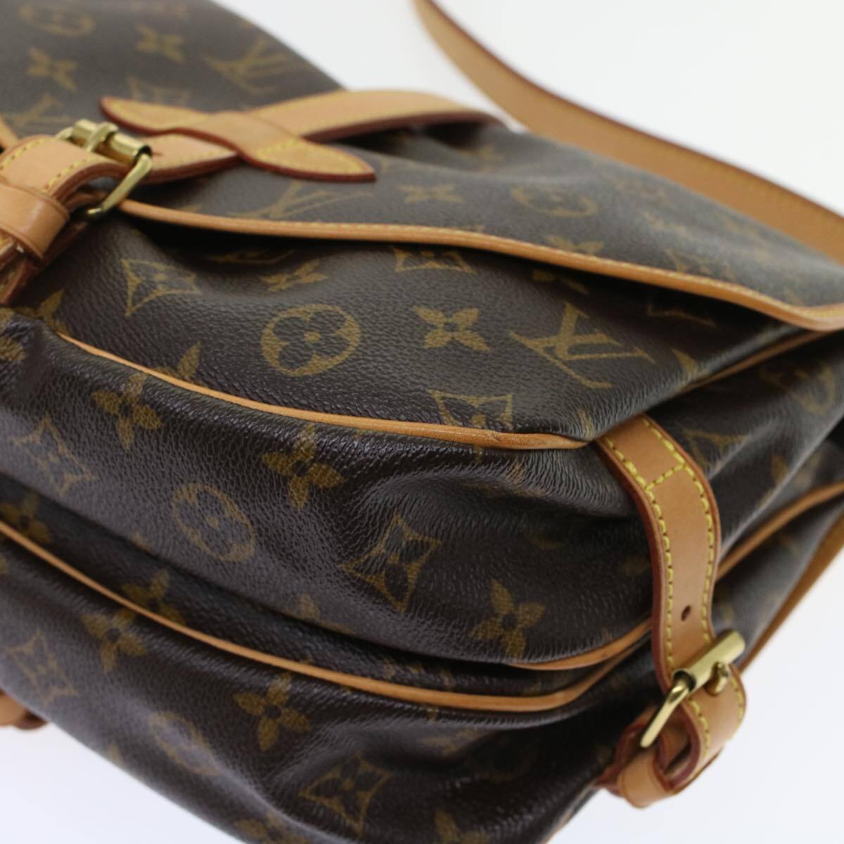 Louis Vuitton Saumur Handbag Monogram Canvas, BROWN, CANVAS, Shoulder bag