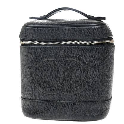 Chanel Vintage Timeless Cosmetic Case Caviar, BLACK, LEATHER, Clutche & pouche