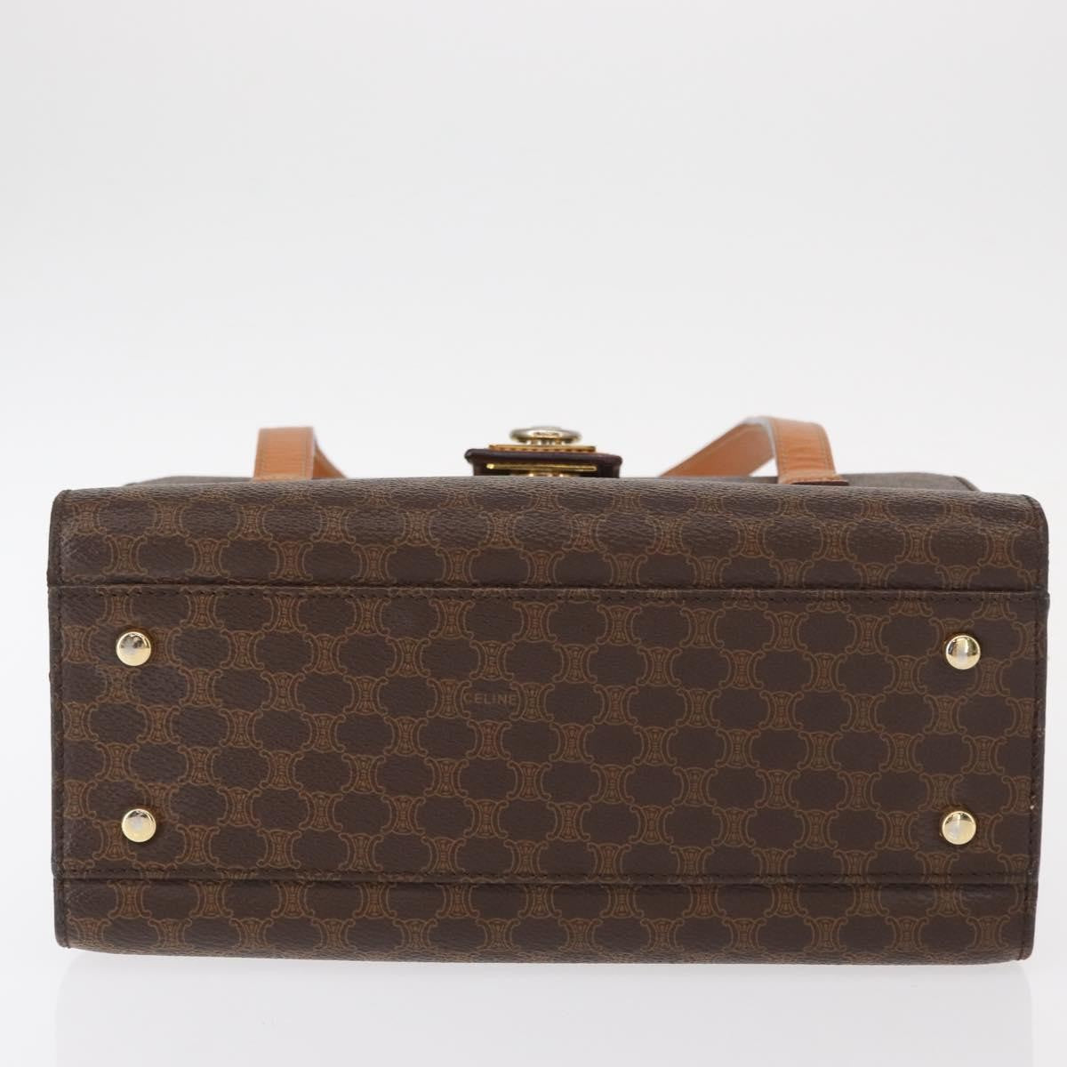 Celine Vintage Macadam Handbag Canvas and Leather, BROWN, CANVAS, Handbag