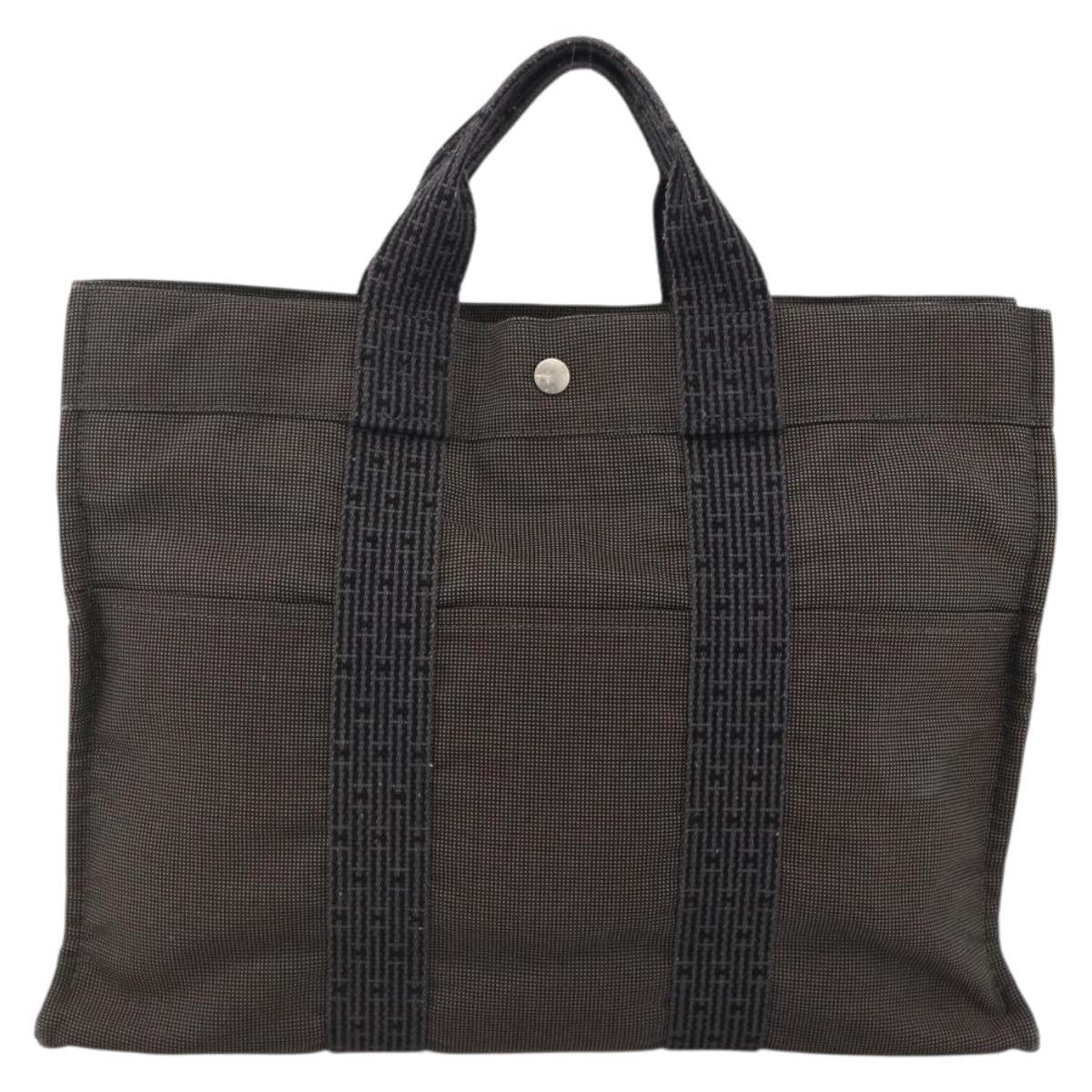 Hermes Fourre-tout Herline Canvas, Gray, Canvas, Tote Bag