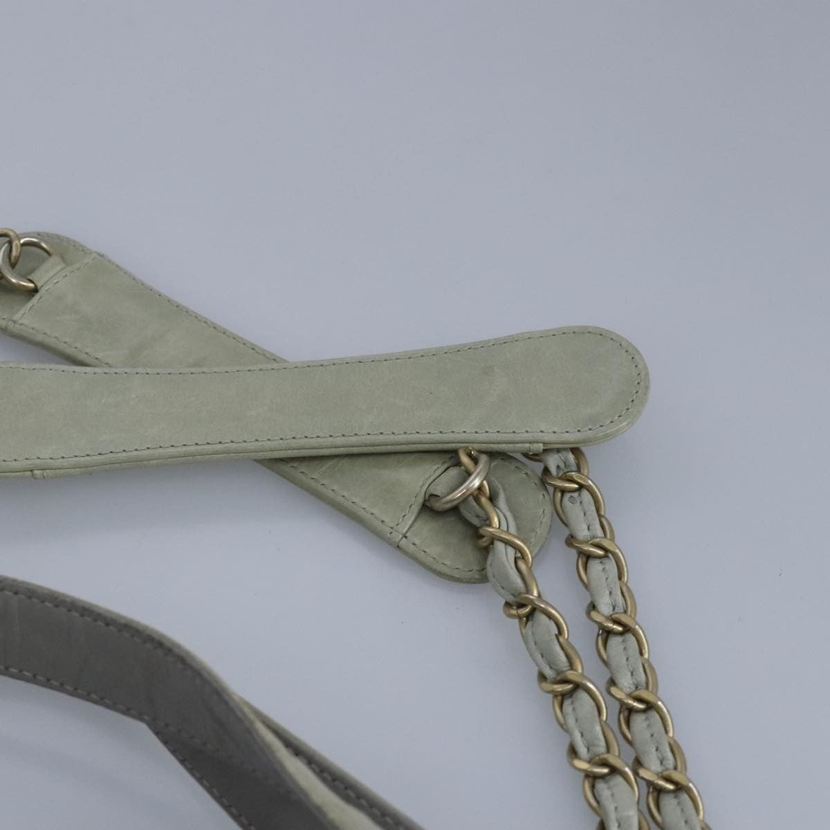 Chanel Chain Shoulder Bag Leather, GRAY, LEATHER, Shoulder bag