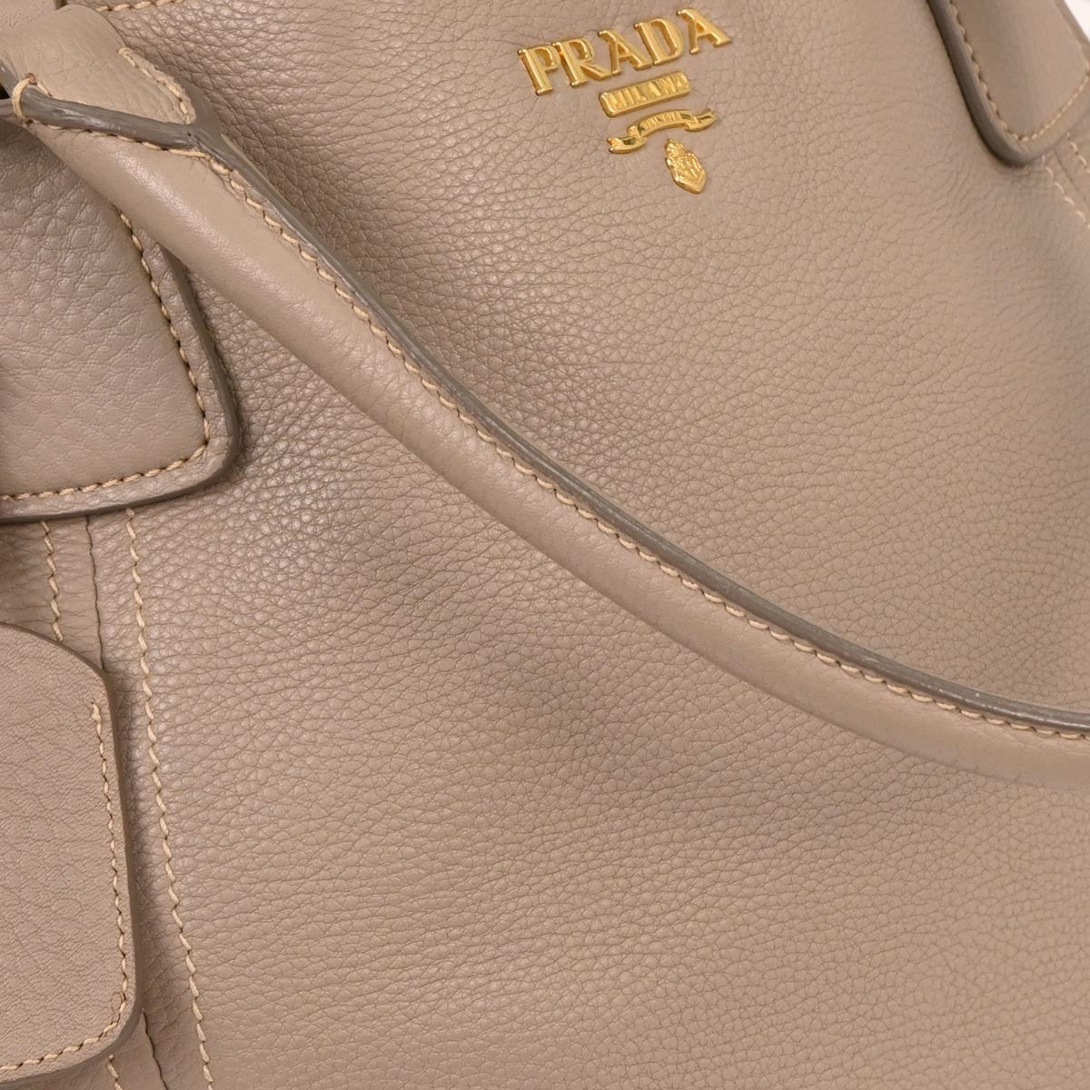 Prada Vintage Handbag Leather, GRAY, LEATHER, Handbag