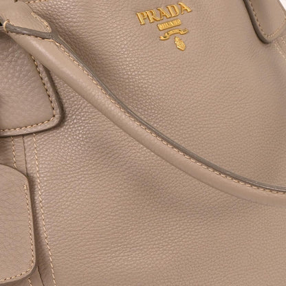 Prada Vintage Handbag Leather, GRAY, LEATHER, Handbag