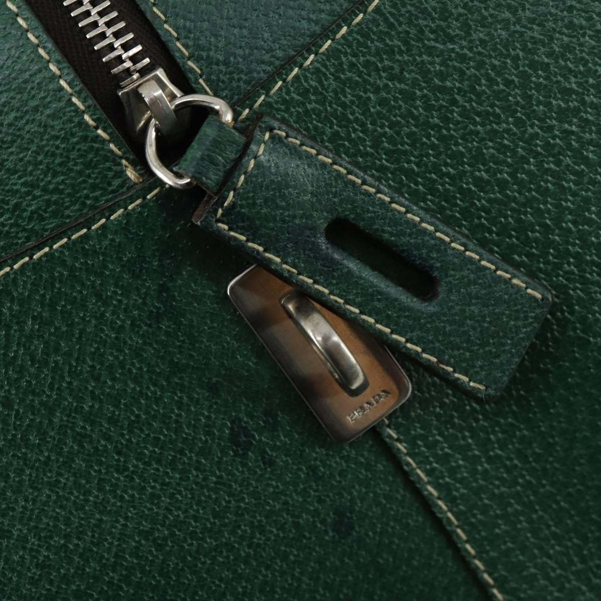 Prada Vintage Boston Bag Leather, GREEN, LEATHER, Travel bag