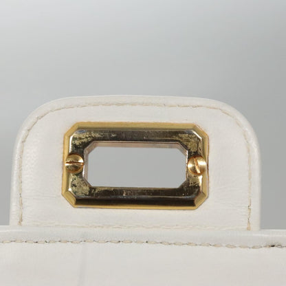 Chanel Flap Clutch Shearling, WHITE, LEATHER, Clutche & pouche