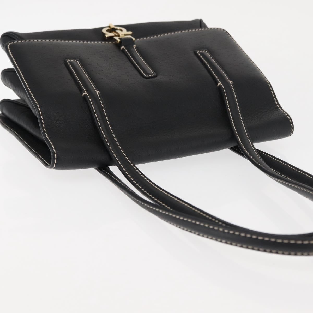 Salvatore Ferragamo Flap Shoulder Bag Leather, BLACK, LEATHER, Shoulder bag