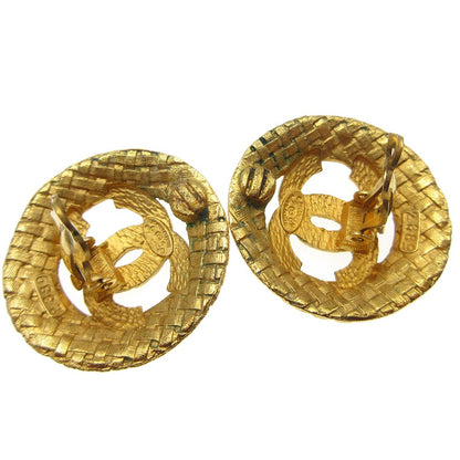 Chanel Vintage CC Round Cutout Clip-On Earrings Metal, GOLD, GOLD_PLATED, Earrings