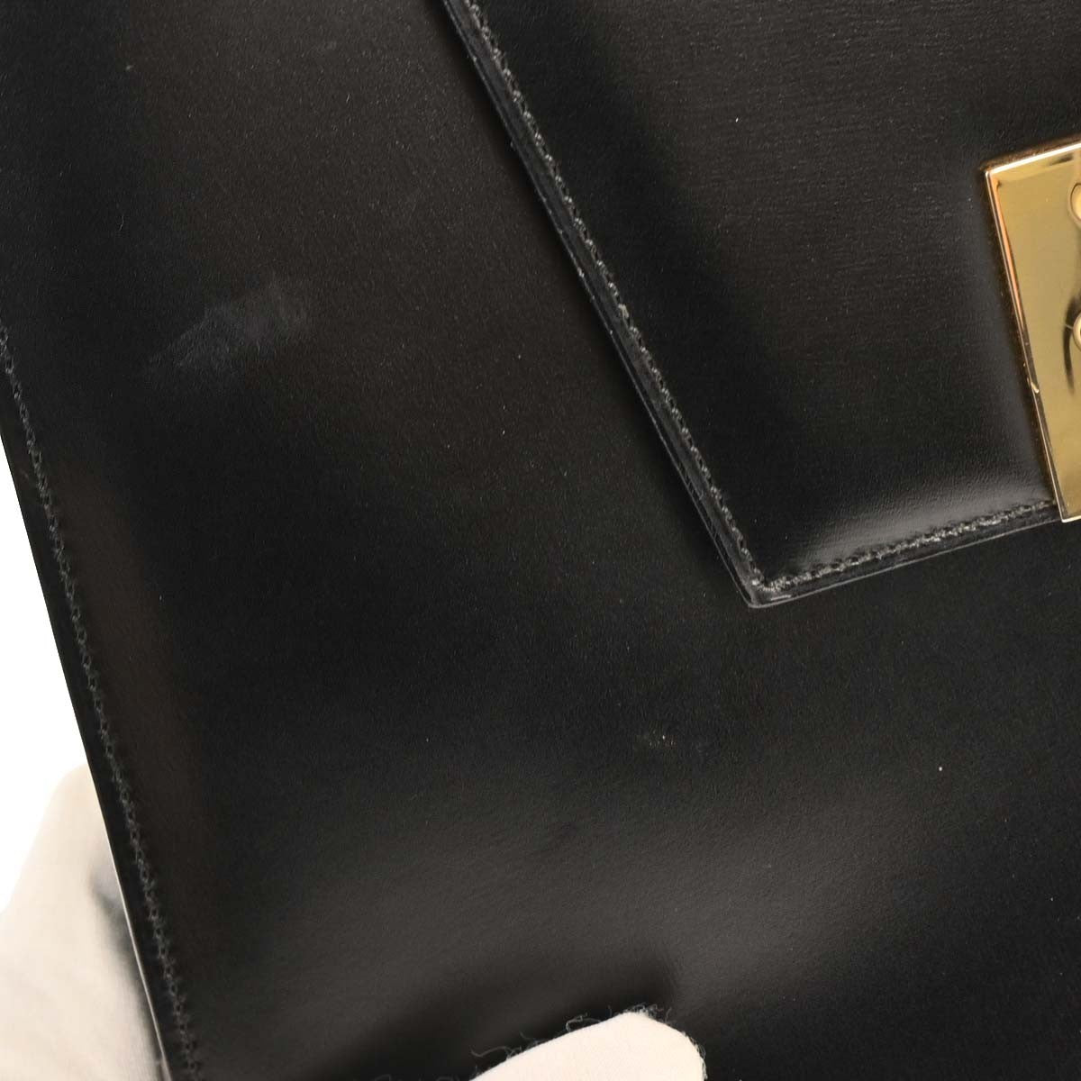 Celine Gancini Handbag Leather, BLACK, LEATHER, Handbag