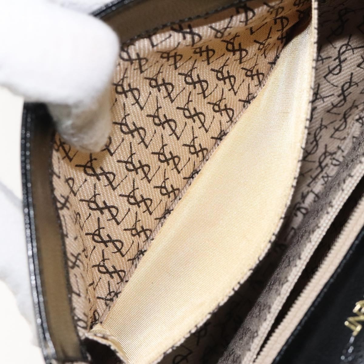 Saint Laurent Vintage Shoulder Bag Leather, BLACK, LEATHER, Shoulder bag