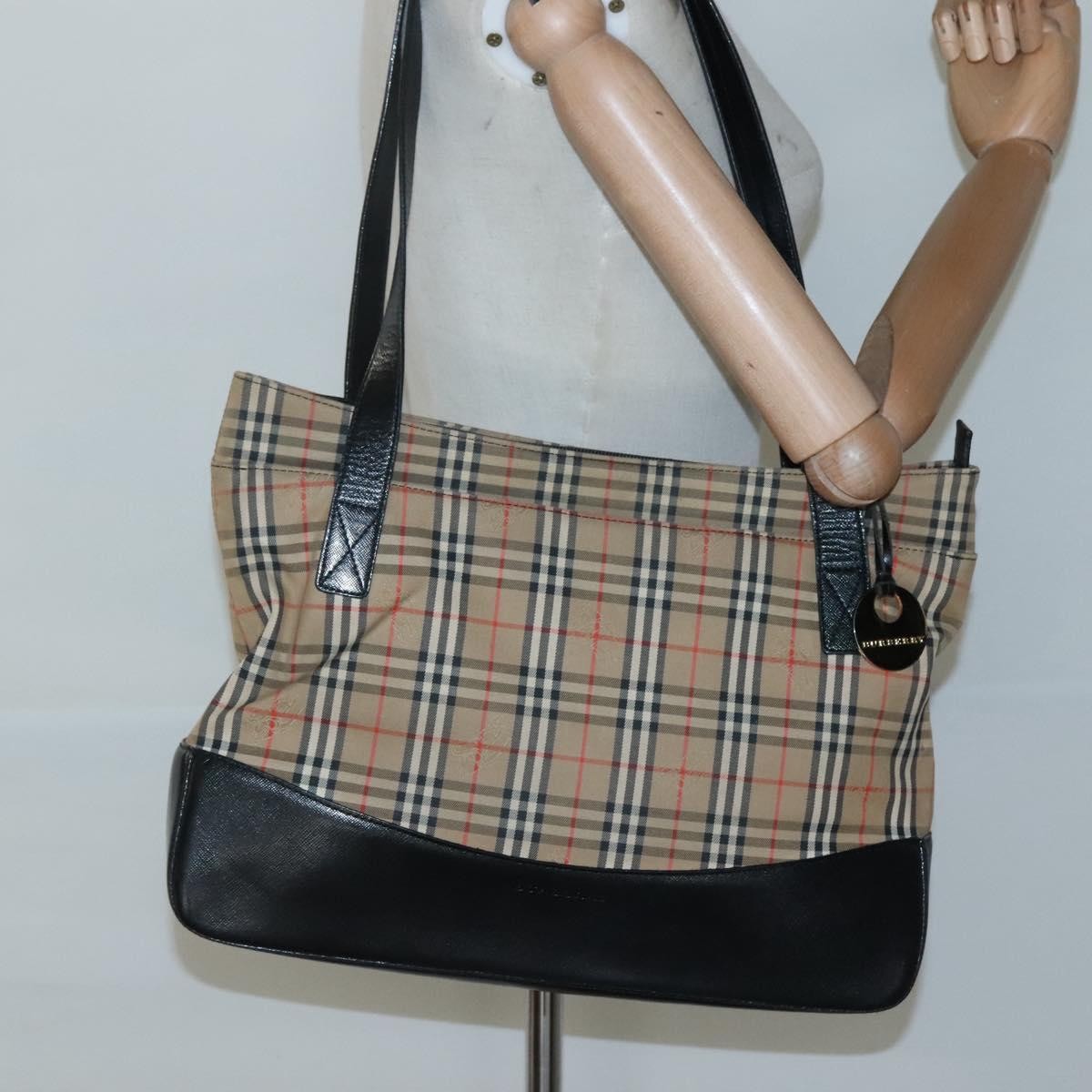 Burberry Nova Check Tote Canvas and Leather, BEIGE, CANVAS, Tote bag
