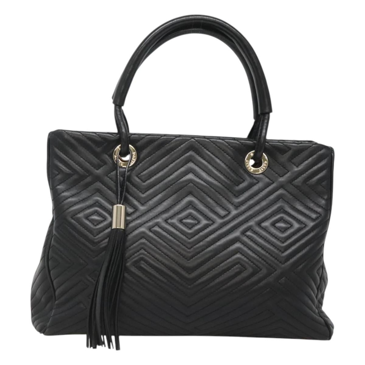 Bally Vintage Handbag Quilted Leather, BLACK, LEATHER, Handbag