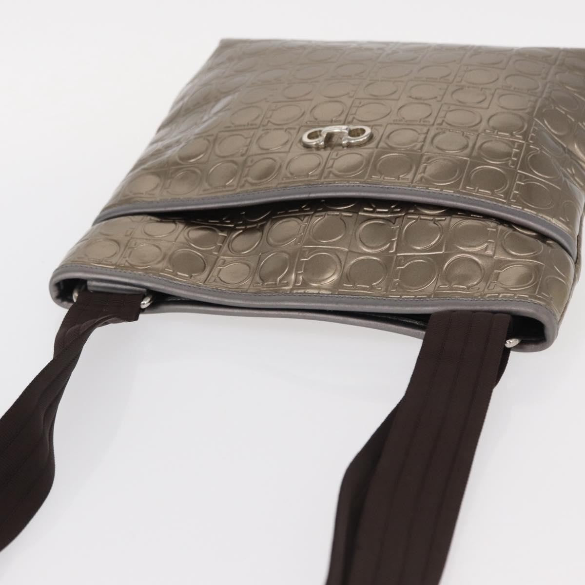 Salvatore Ferragamo Gancini Shoulder Bag Patent Leather, GOLD, PATENT_LEATHER, Shoulder bag