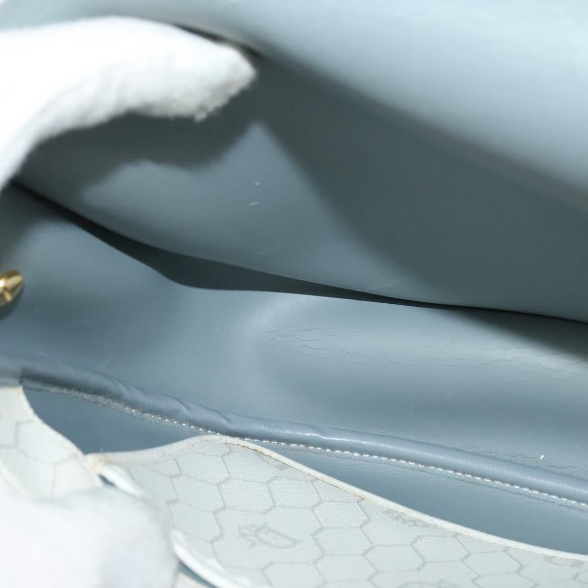 Christian Dior Vintage Honeycomb Flap Crossbody Bag Coated Canvas, WHITE, CANVAS, Crossbody bag