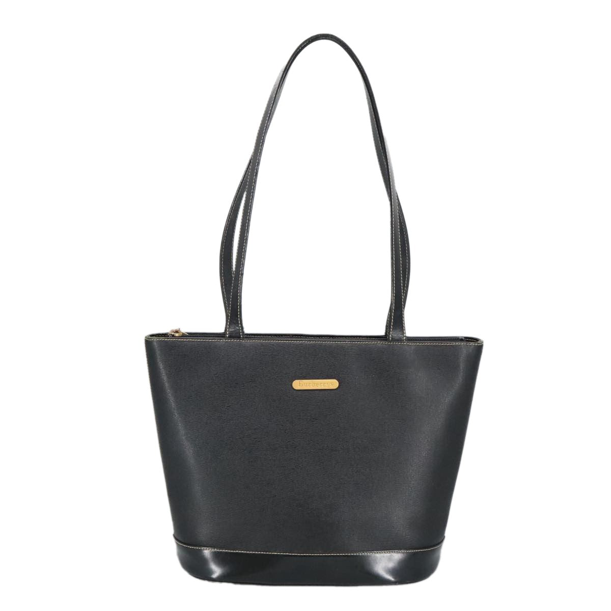 Burberry Handle Tote Leather, BLACK, LEATHER, Tote bag
