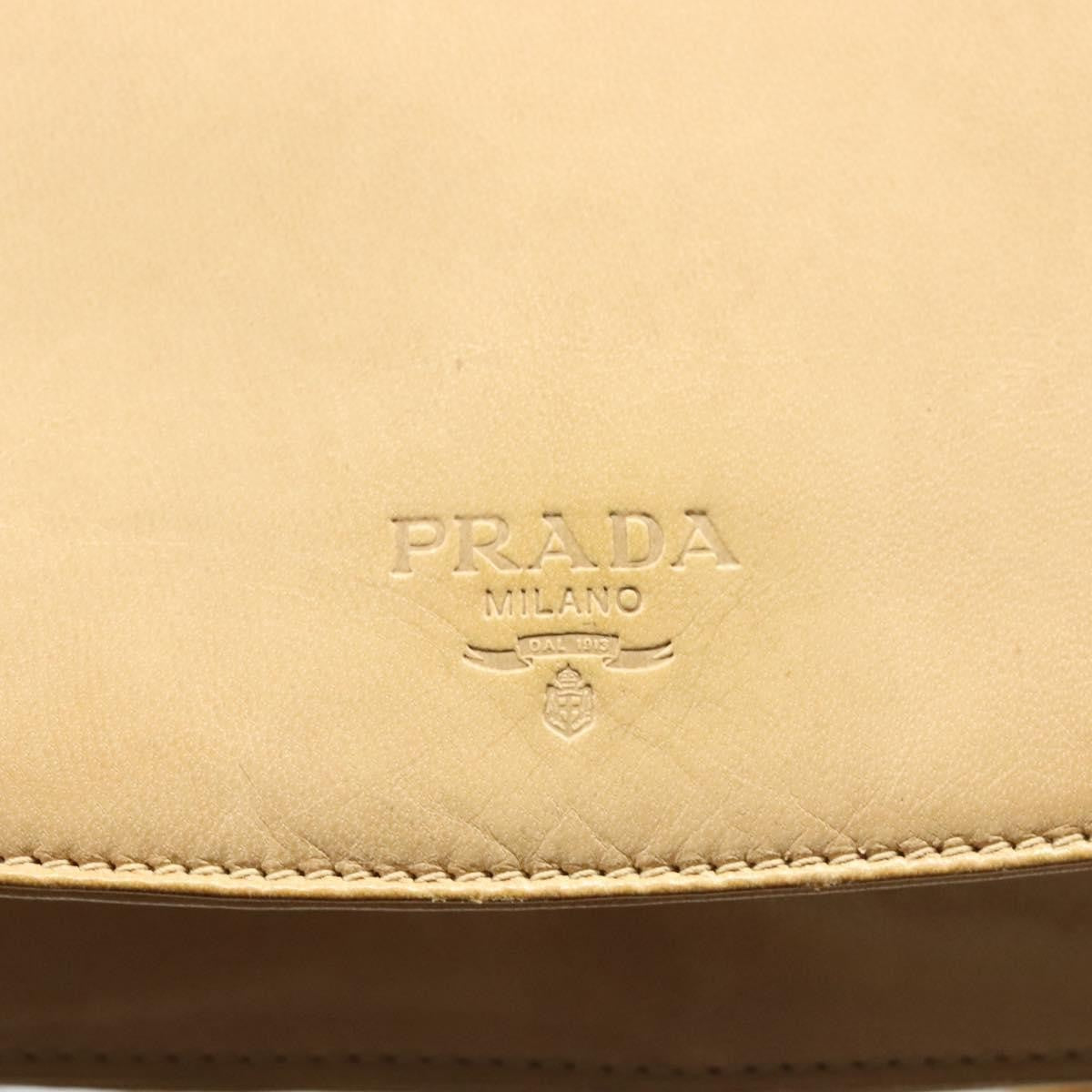 Prada Madras Shoulder Bag Leather, BEIGE, LEATHER, Shoulder bag