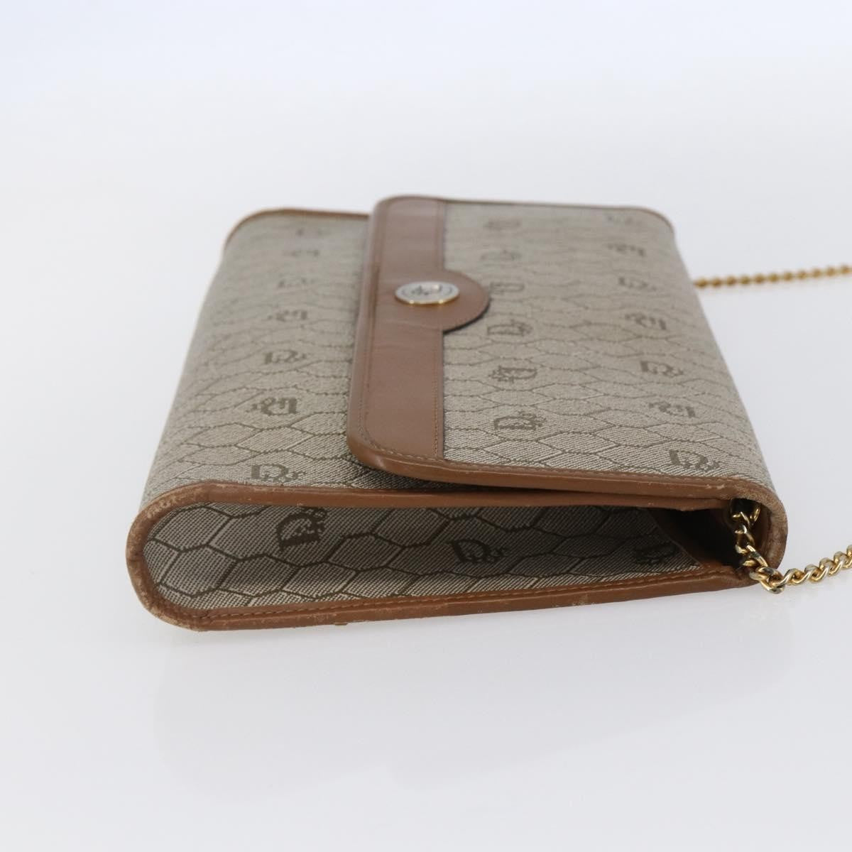 Christian Dior Vintage Honeycomb chain Canvas, BEIGE, CANVAS, Shoulder bag