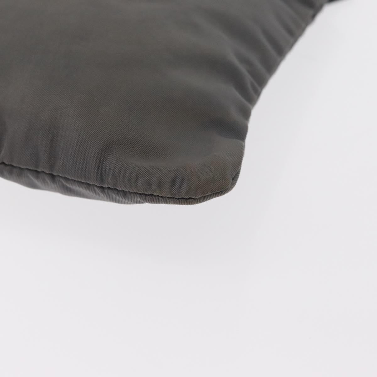 Prada Front Zip Convertible Flat Messenger Tessuto with Leather, GRAY, NYLON, Shoulder bag