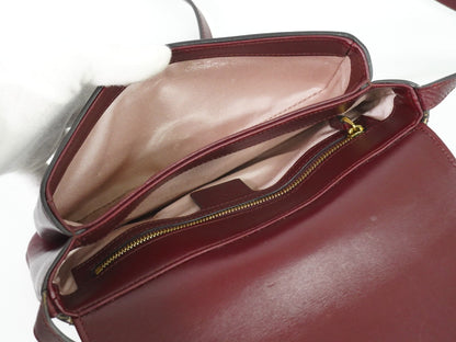 Gucci Arli Shoulder Bag Leather, BURGUNDY, LEATHER, Shoulder bag