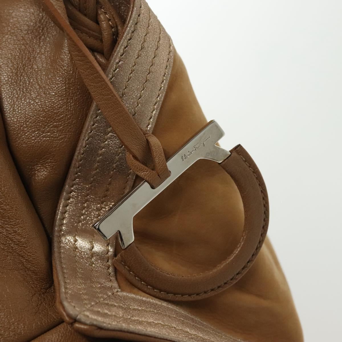 Salvatore Ferragamo Vintage Handbag Leather, BROWN, LEATHER, Handbag