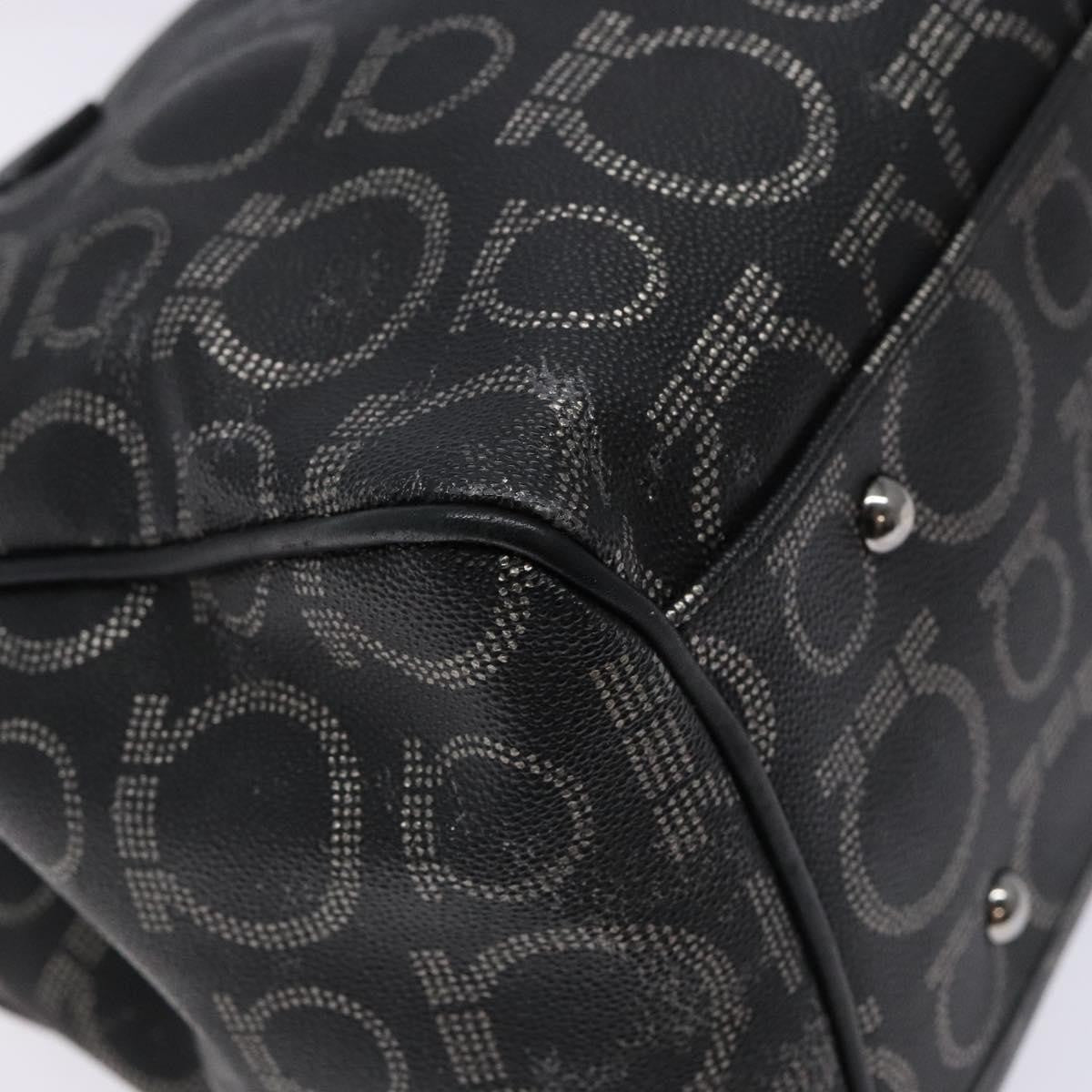 Salvatore Ferragamo Gancini Tote PVC Leather, BLACK, PVC, Tote bag