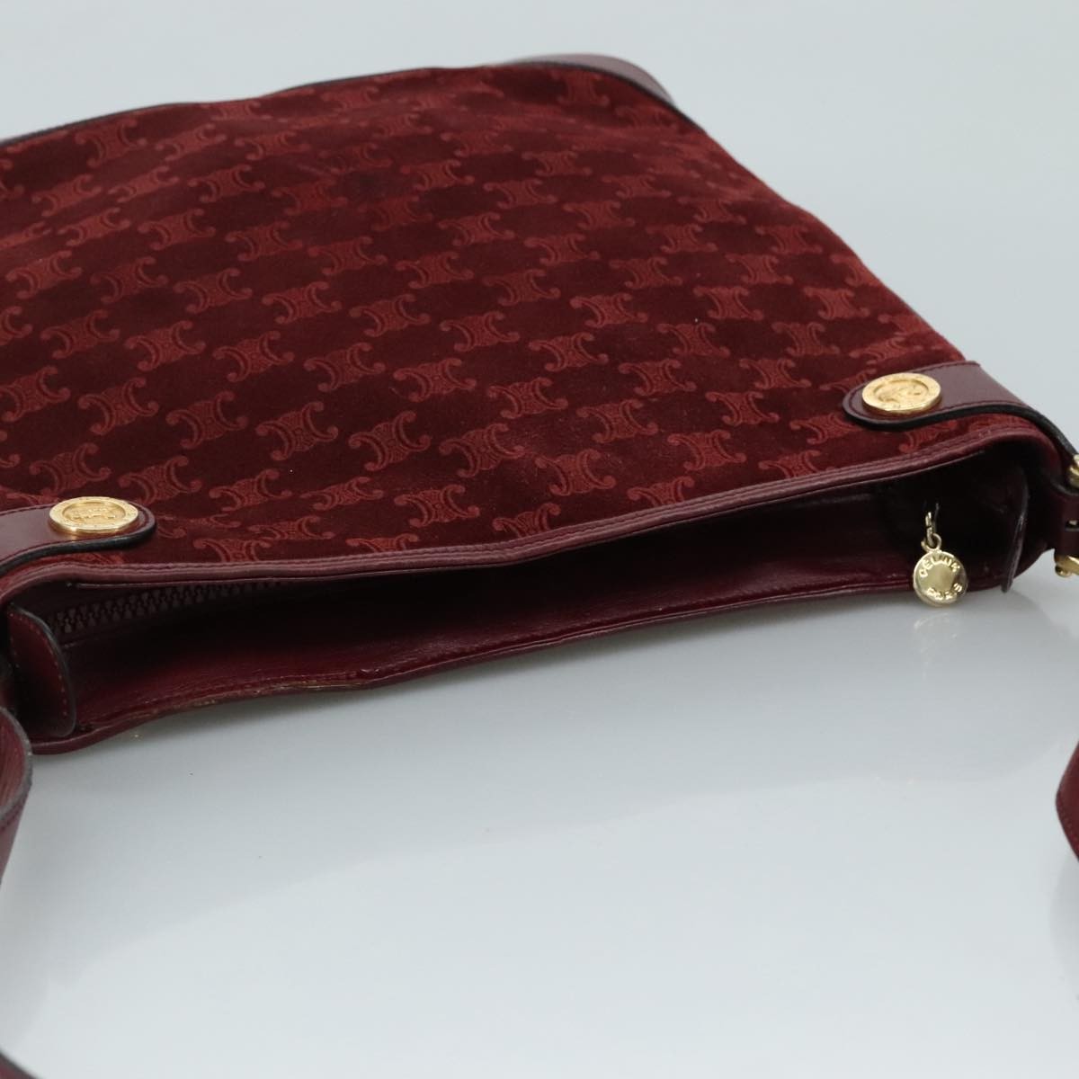 Celine Vintage Macadam Shoulder Bag Suede, RED, SUEDE, Shoulder bag