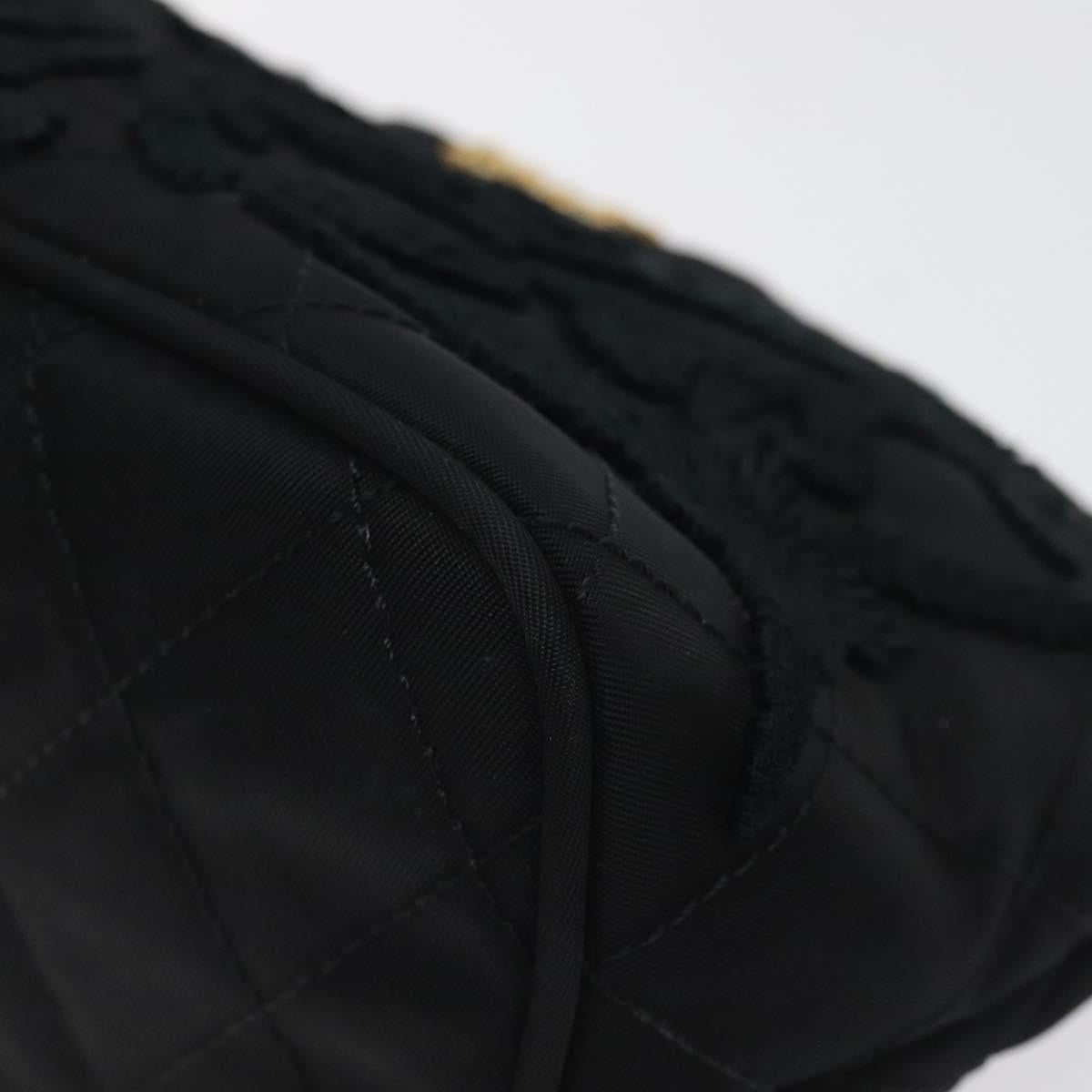 Prada Vintage Pouch Embroidery Nylon, BLACK, NYLON, Clutche & pouche