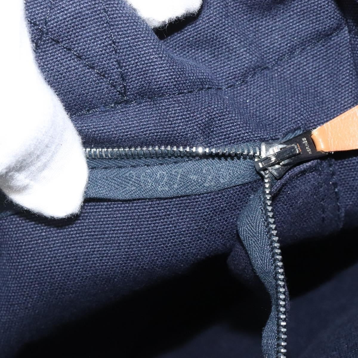 Hermes Fourre Tout Tote Canvas, NAVY, CANVAS, Tote bag