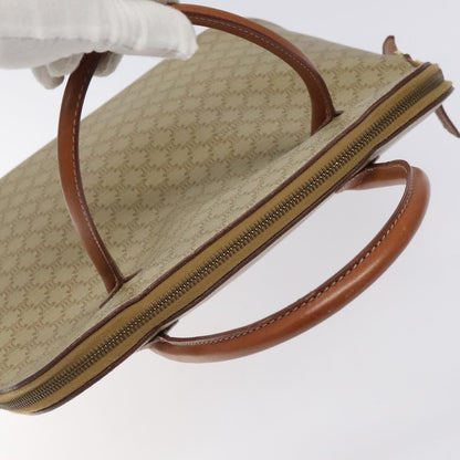 Celine Vintage Macadam Handbag Canvas and Leather, Beige, Canvas, Handbag