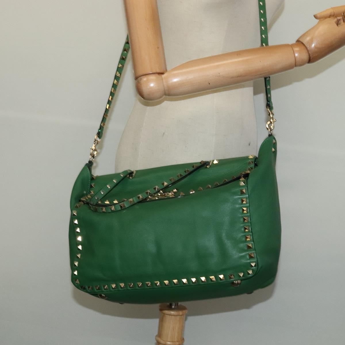 Valentino Garavani Rockstud Tote Soft Leather, GREEN, LEATHER, Tote bag