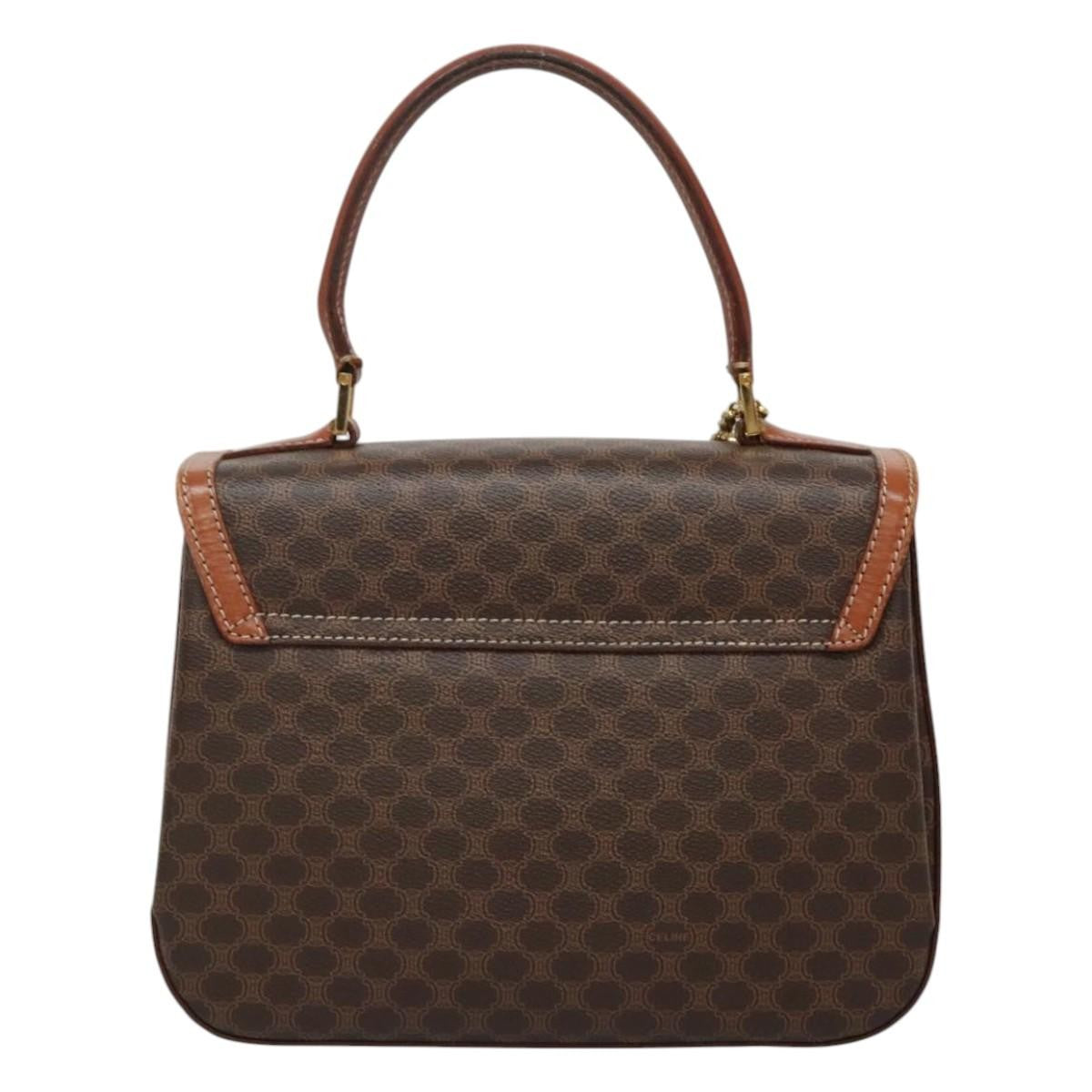 Celine Vintage Convertible Top Handle Bag Macadam Coated Canvas, BROWN, CANVAS, Handbag