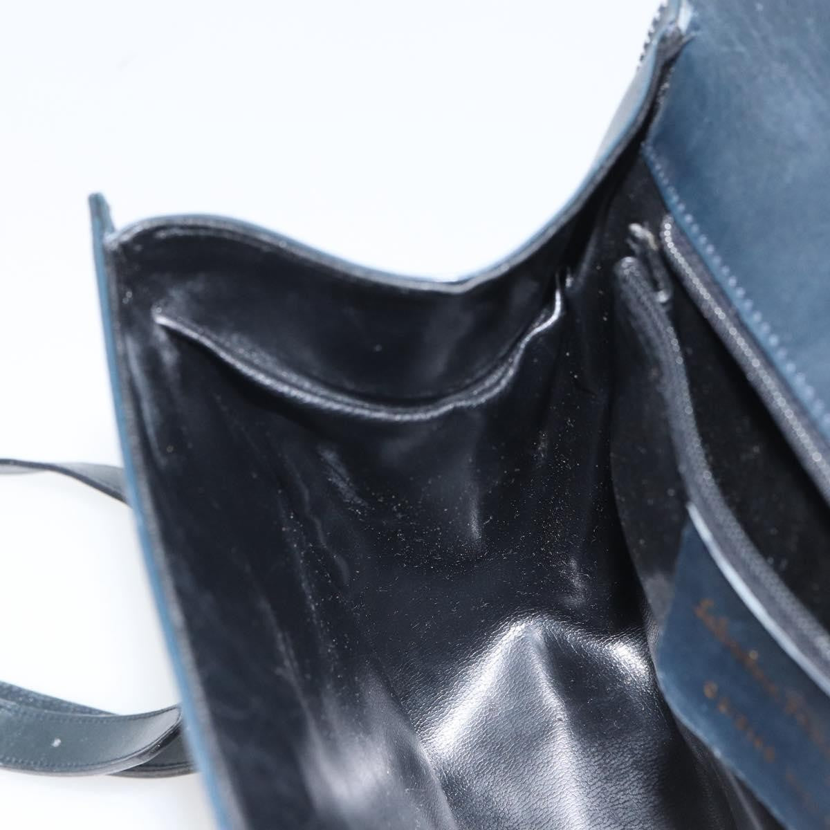 Salvatore Ferragamo Gancini Shoulder Bag Leather, NAVY, LEATHER, Shoulder bag