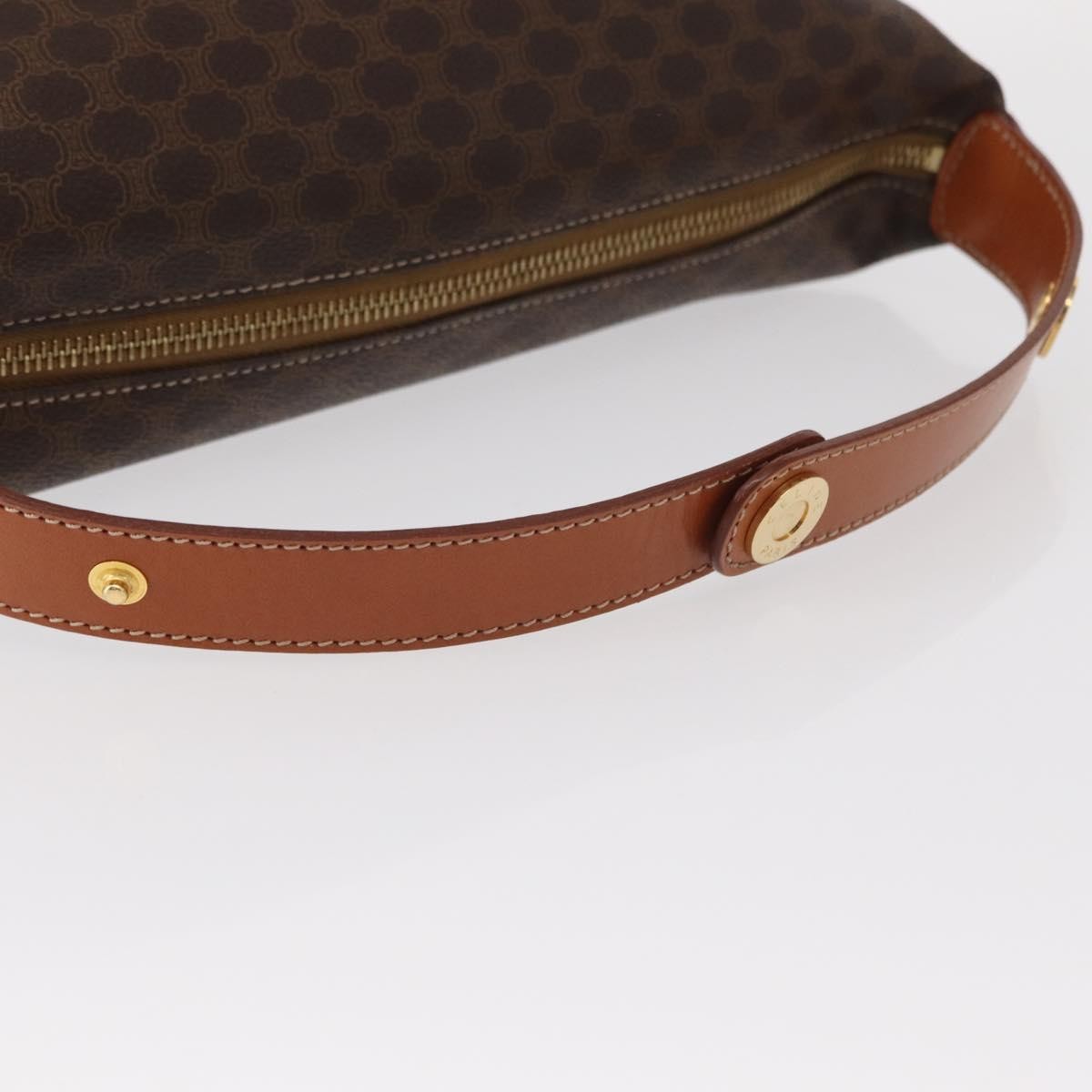 Celine Vintage Macadam Handbag Canvas, BROWN, CANVAS, Handbag