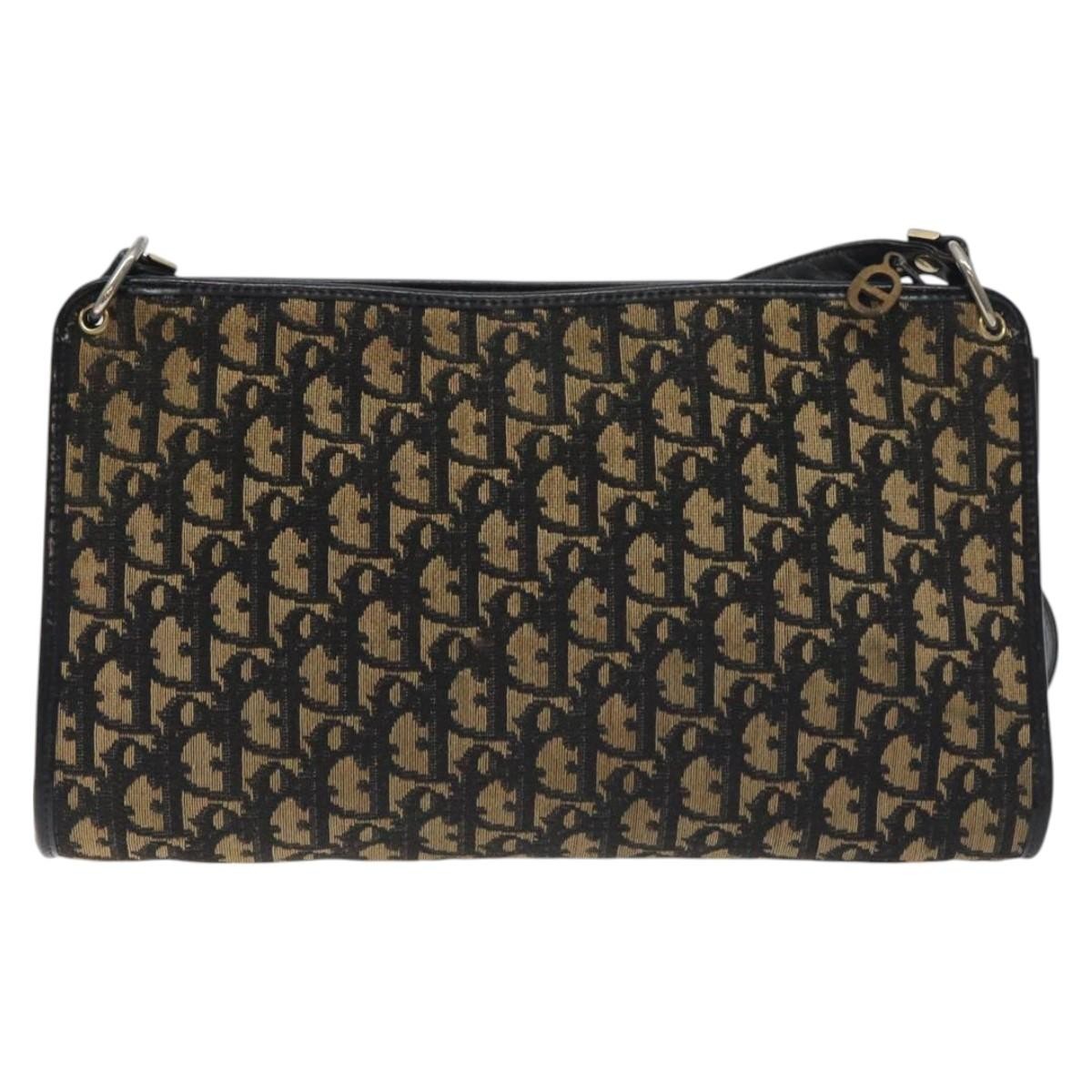 Christian Dior Vintage Trotter Shoulder Bag Canvas, NAVY, CANVAS, Shoulder bag