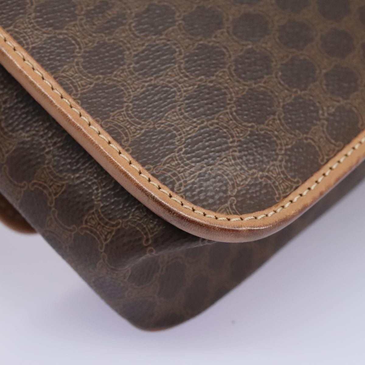 Celine Vintage Macadam Shoulder Bag Canvas, BROWN, CANVAS, Shoulder bag