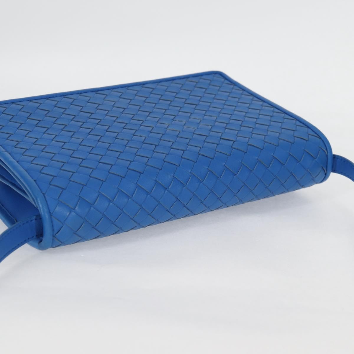 Bottega Veneta Clip Flap Bag Leather, Blue, Leather, Shoulder Bag
