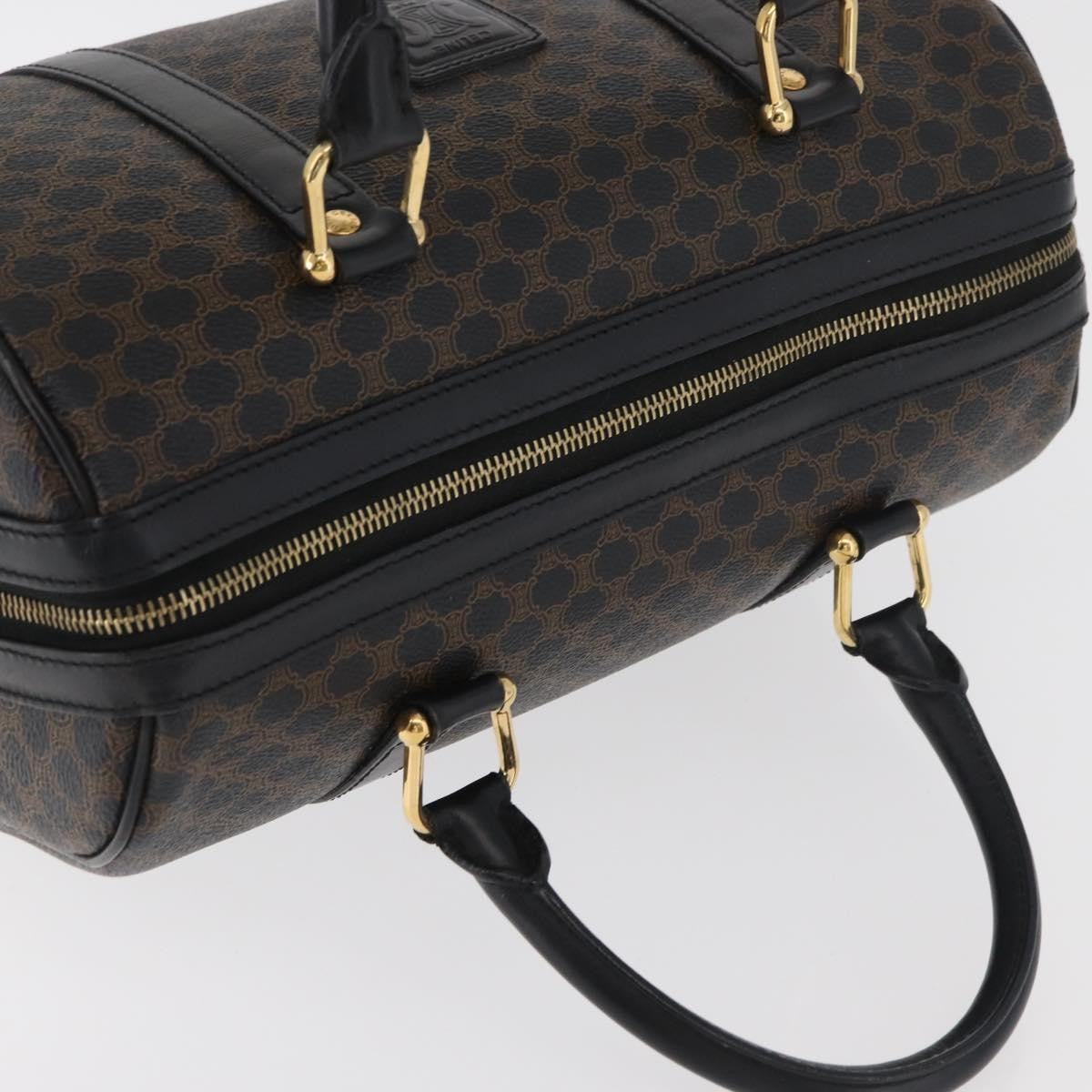 Celine Vintage Duffle Bag Macadam Coated Canvas, Black, Canvas, Handbag