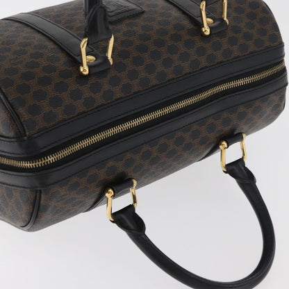 Celine Vintage Duffle Bag Macadam Coated Canvas, Black, Canvas, Handbag