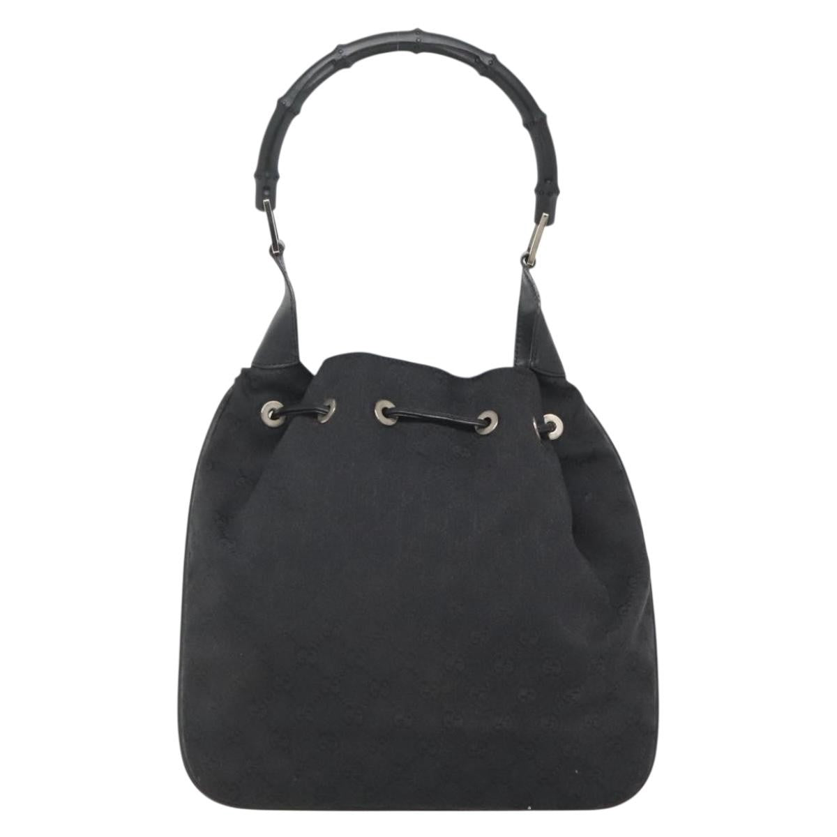 Gucci Miss Bamboo Bucket Bag GG Canvas, BLACK, CANVAS, Shoulder bag