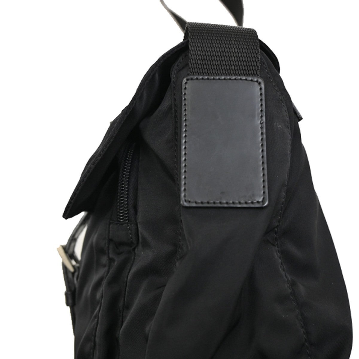 Prada Buckle Messenger Bag Tessuto, BLACK, NYLON, Shoulder bag