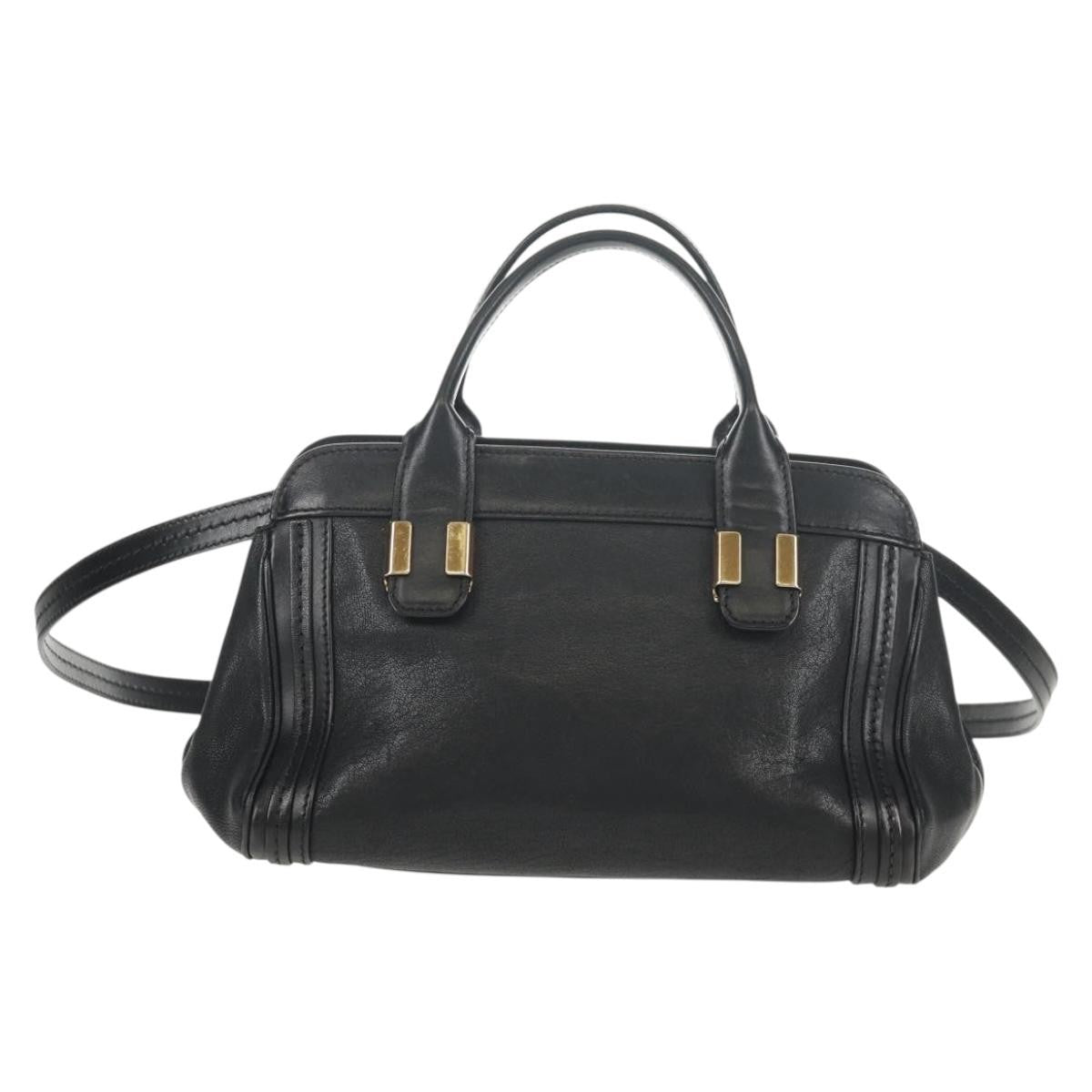 Chloe Alice Satchel Leather, BLACK, LEATHER, Handbag