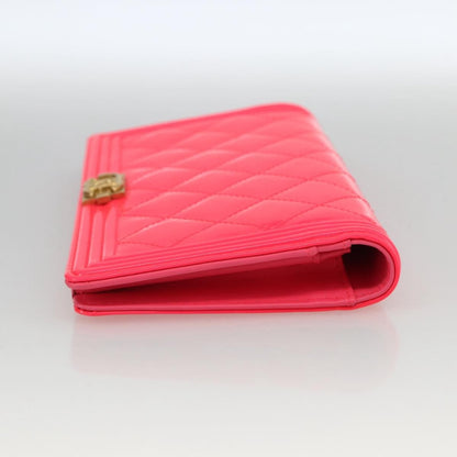Chanel Boy Yen Wallet Quilted Patent, PINK, PATENT_LEATHER, Wallets