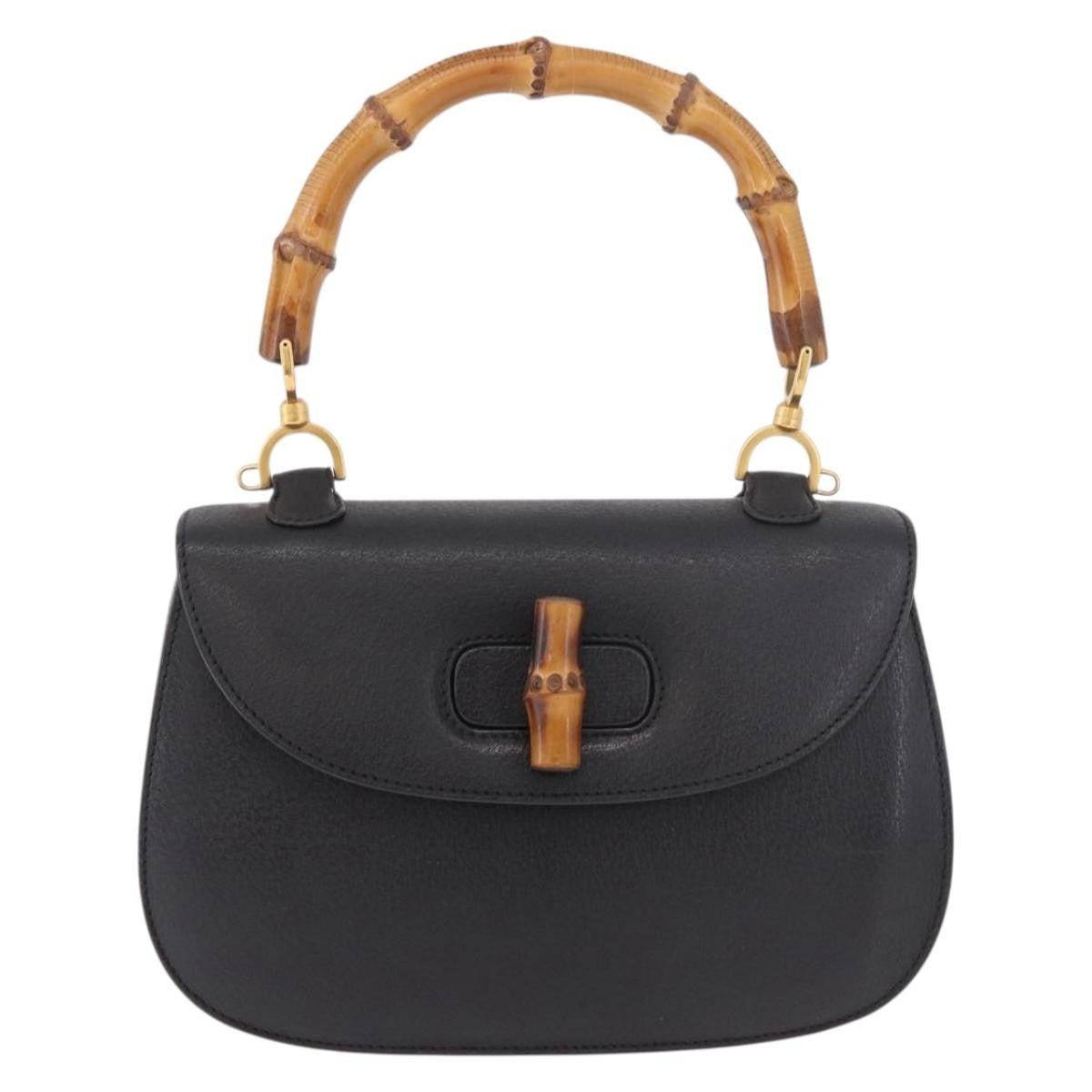 Gucci Bamboo 1947 Top Handle Bag Leather, Black, Leather, Handbag