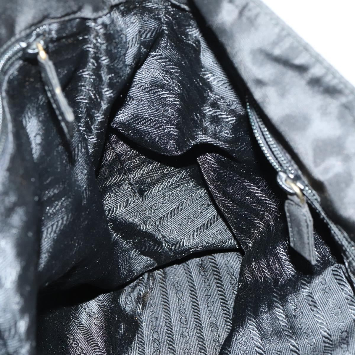 Prada Convertible Metal Handle Satchel Quilted Tessuto, BLACK, NYLON, Tote bag